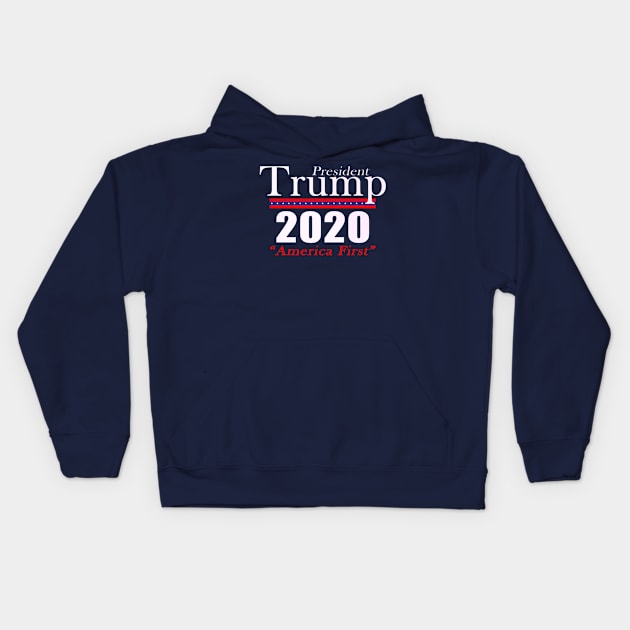 Donald Trump For President 2020 America First Patriot Kids Hoodie by Macy XenomorphQueen